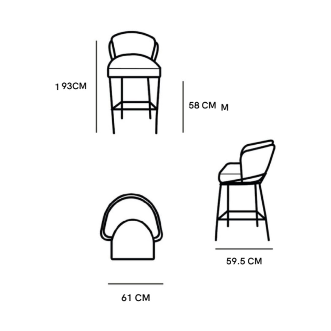 Banco Alto Magdalena | Asiento & Respaldo Exterior Textil y Respaldo Interior 100% Piel con Base Metálica Negra